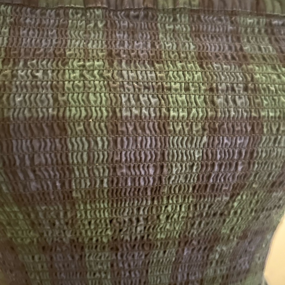J Crew Re-imagined Tartan Plaid ruffle tiered dress green and navy XXS stretchy - Picture 4 of 12